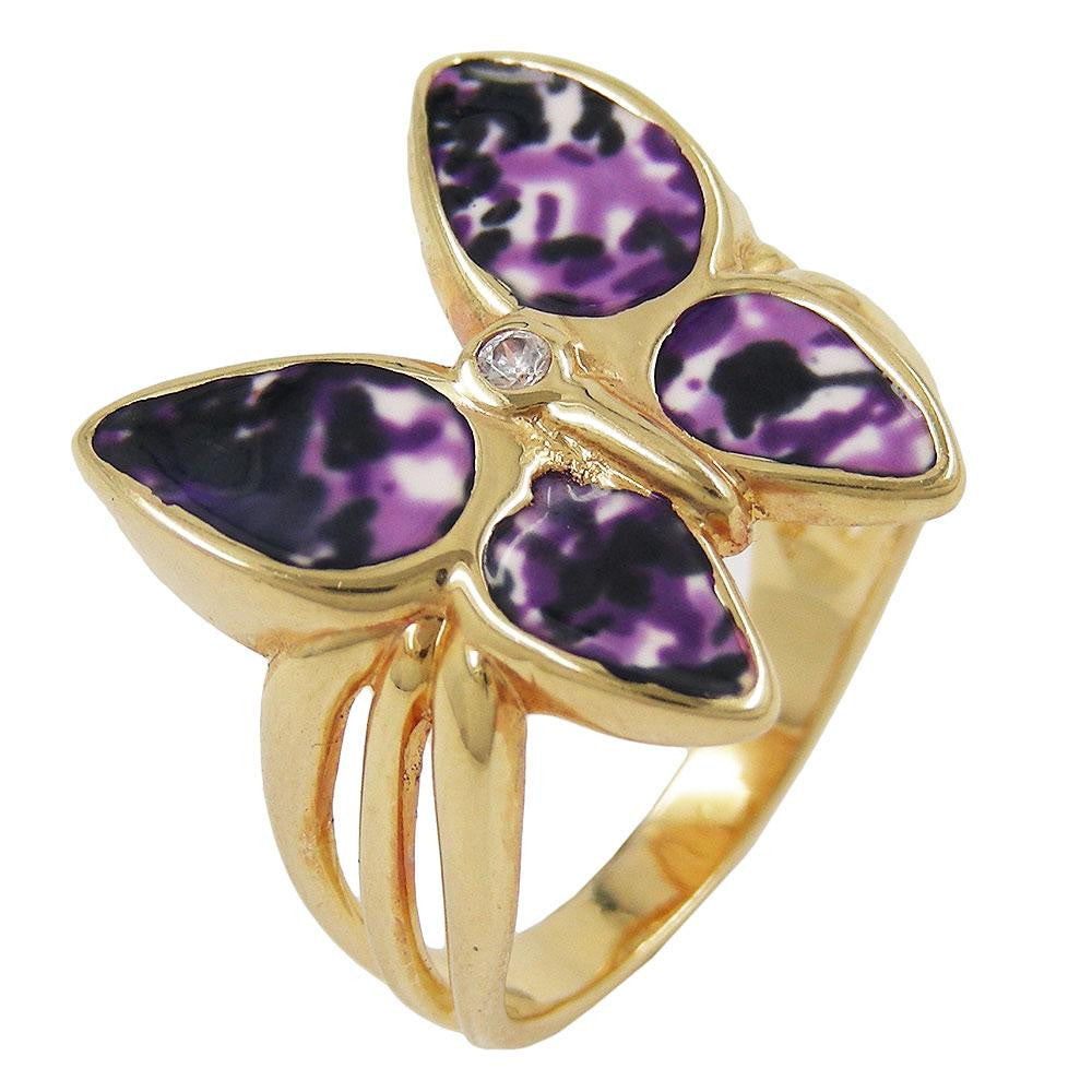 Ring, 18ct Gold Plated, Butterfly, Zirconia