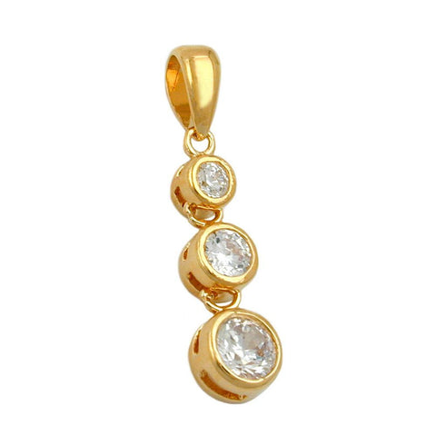 Pendant 3 Zirconia Withe 3 Micron Gold-plated