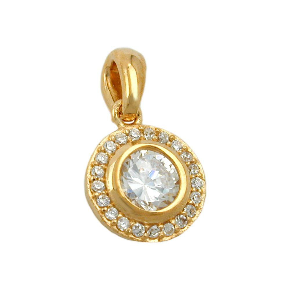 Pendant Round Zirconia 3 Micron Gold-plated