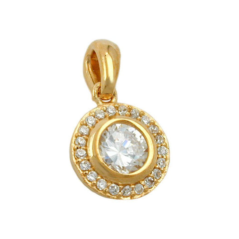 Pendant Round Zirconia 3 Micron Gold-plated