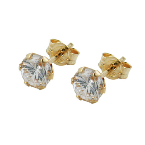 Stud Earrings Cubic Zirconia White 4mm 9k Gold