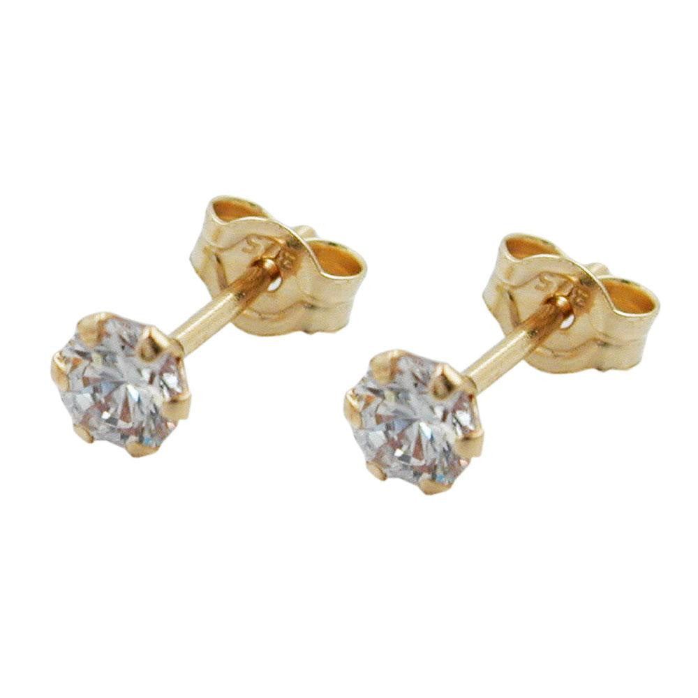 Stud Earrings Zirconia 3mm 9k Gold