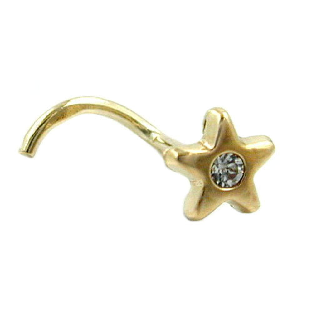 Nose Screw Star With Zirconia 14k Gold