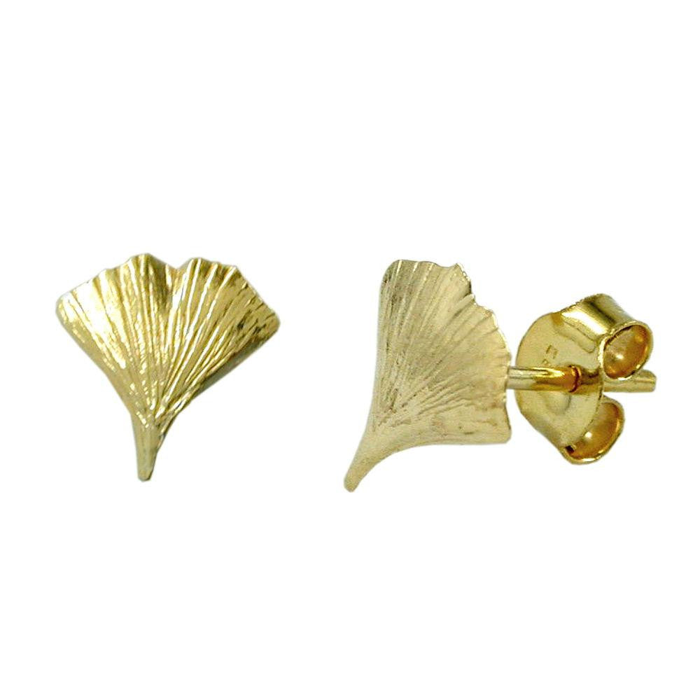 Earrings Ginkgo Leaf 8k Gold