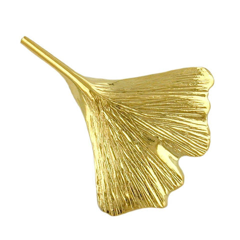 Brooch Ginkgo Leaf 30mm 9k Gold