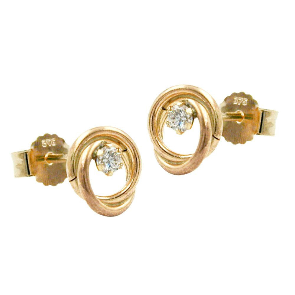 Earrings Cirles Zirconia 9k Gold