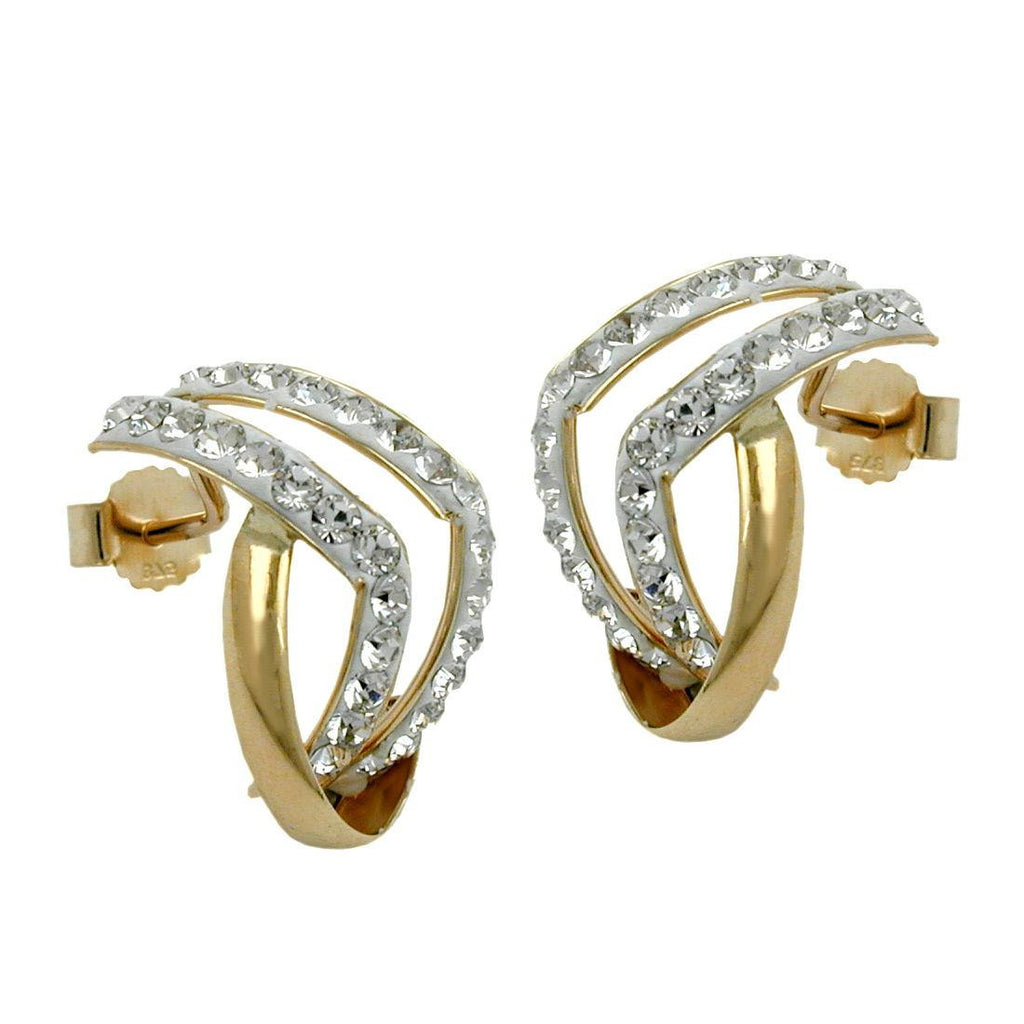 Stud Earrings With Zirconias 9k Gold