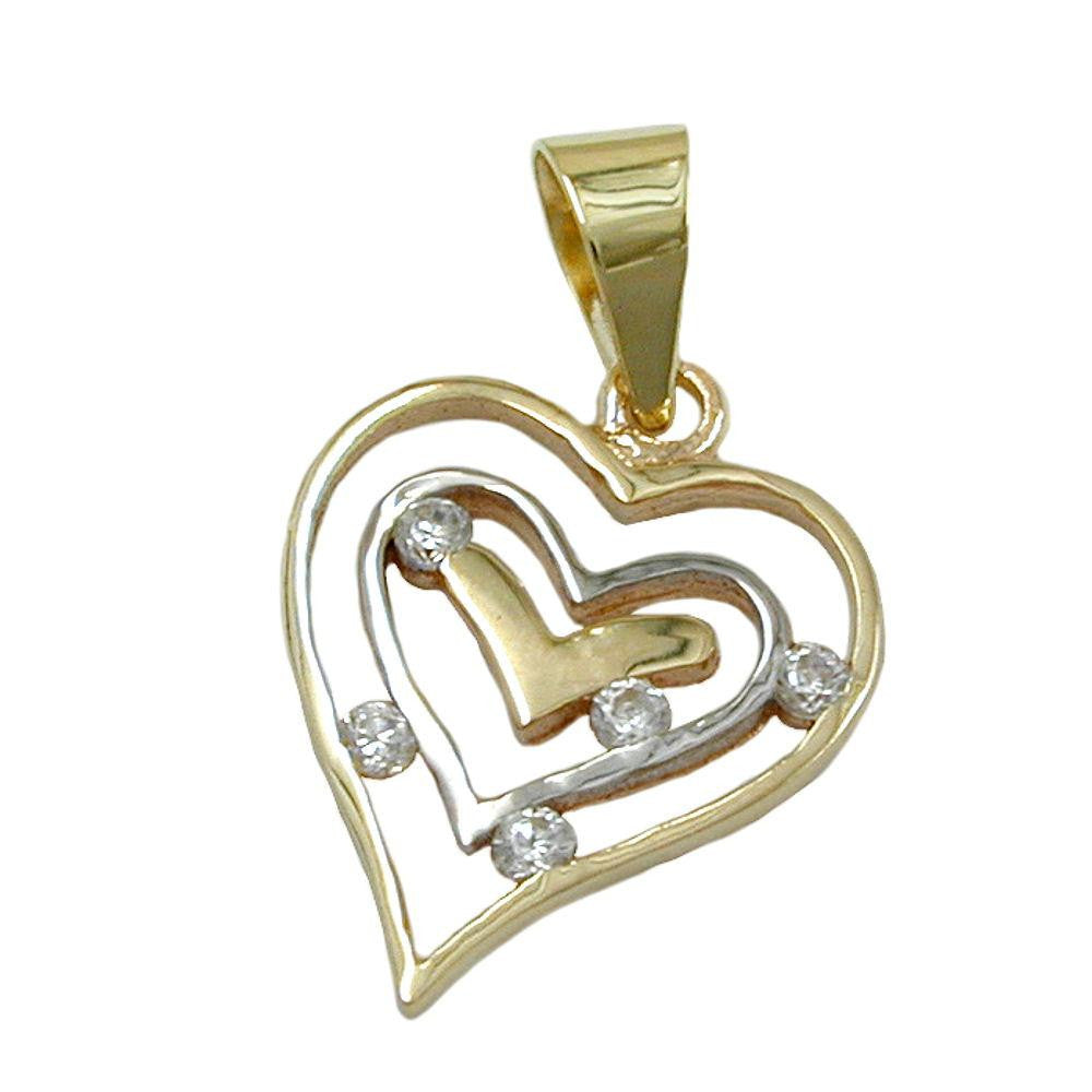 Pendant Heart Bicolored 9k Gold