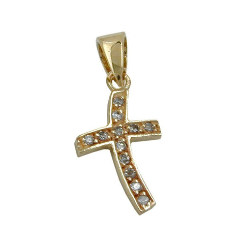 Pendant Cross With 12 Zirconias 9k Gold