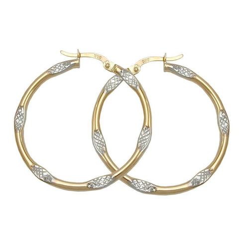 Hoop Earrings Bicolor 9k Gold