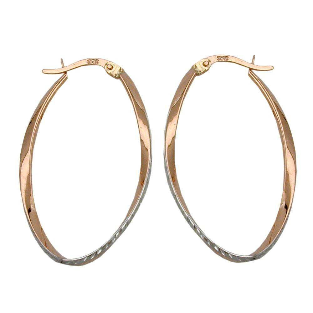 Hoop Earrings Oval Twisted 9k Redgold