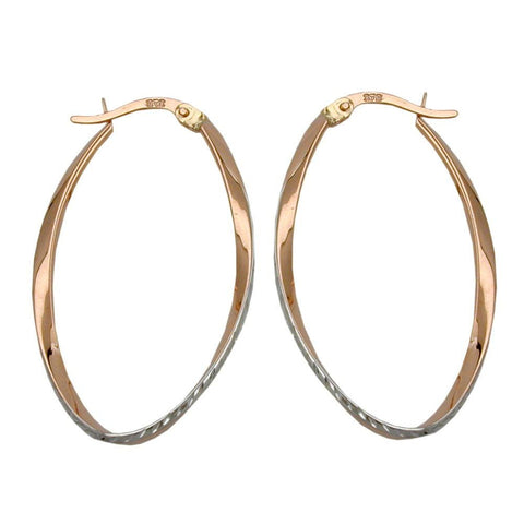 Hoop Earrings Oval Twisted 9k Redgold