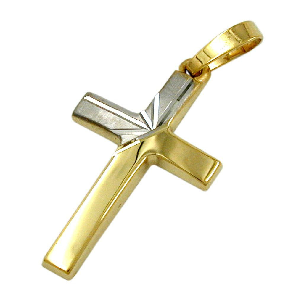 Pendant Cross Two Tone 14k Gold