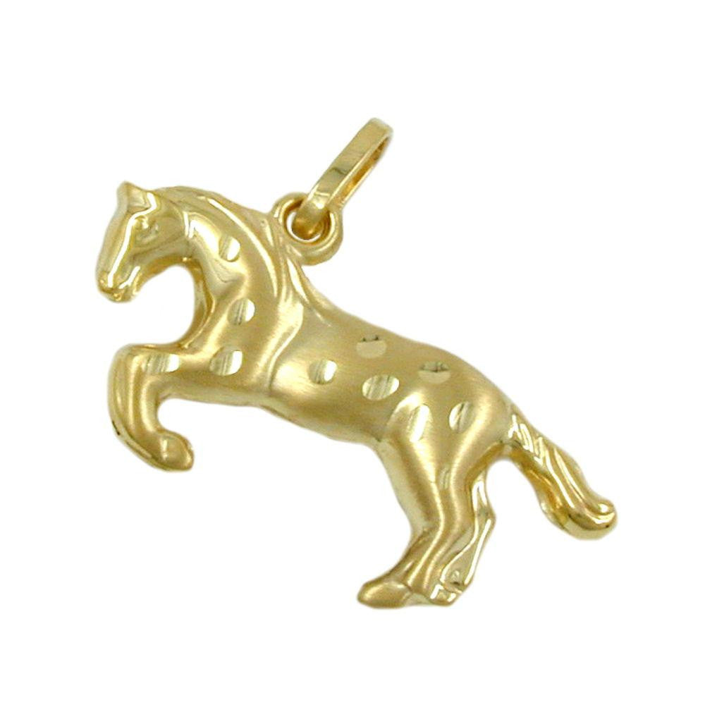 Pendant Horse Diamond Cut 9k Gold