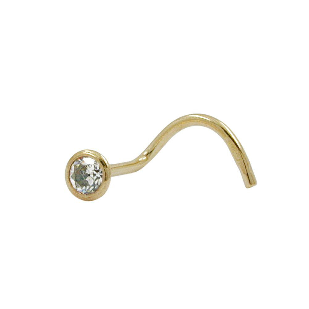 Nose Screw White Cubic Zirconia 18k Gold