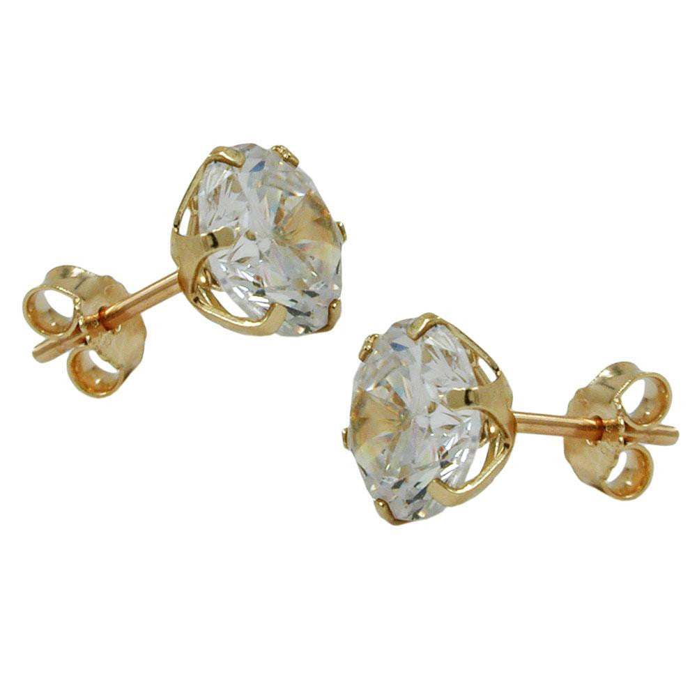 Earrings Cubic Zirconia 8mm 9k Gold