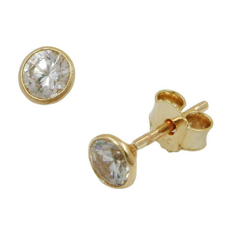 Earrings Zirconia 4mm 9k Gold