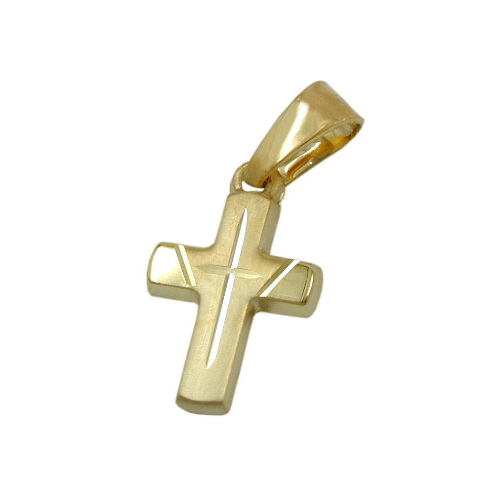 Pendant Crucifix Diamond Cut 14k Gold