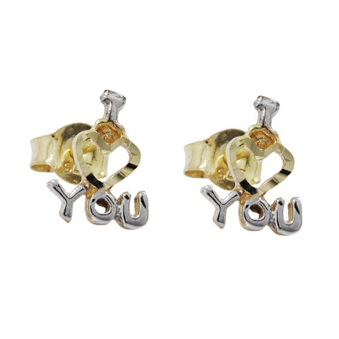 Earrings I Love You Bicolour 9kt Gold