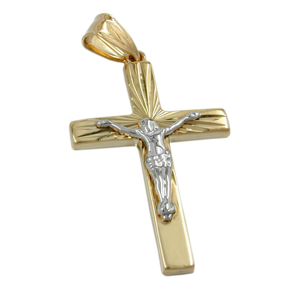 Pendant Crucifix Two Tone 9k Gold