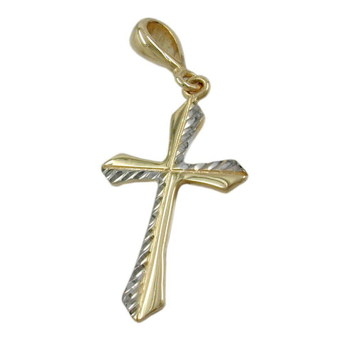 Pendant Cross Rhodium-plated 9k Gold