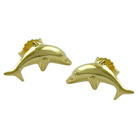 Stud Earrings Dolphins 9k Gold