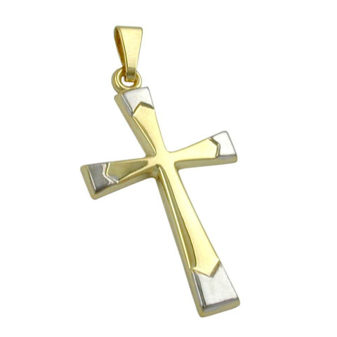 Pendant Cross Rhodium-plated 9k Gold