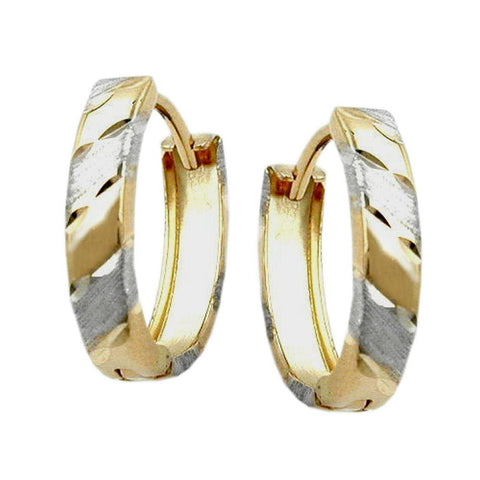Hoop Earrings Two Tone 9k Gold