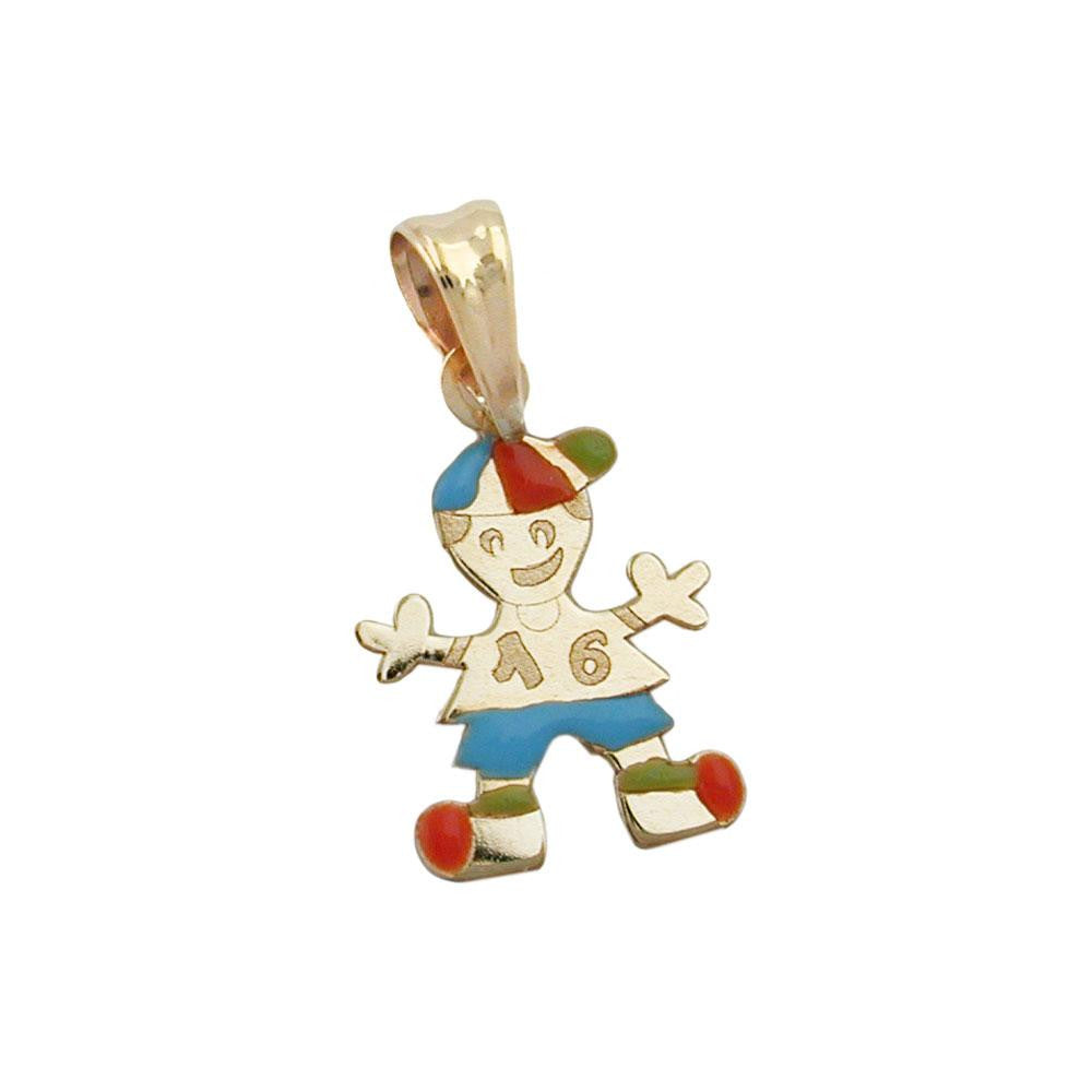 Pendant Little Boy Multicoloured 9k Gold