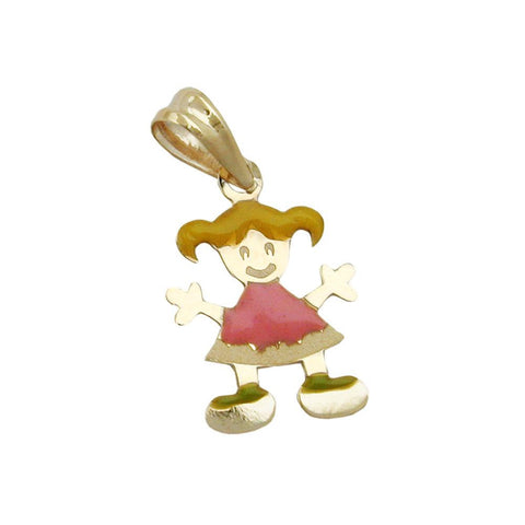 Pendant Little Girl Multicoloured 9k Gold