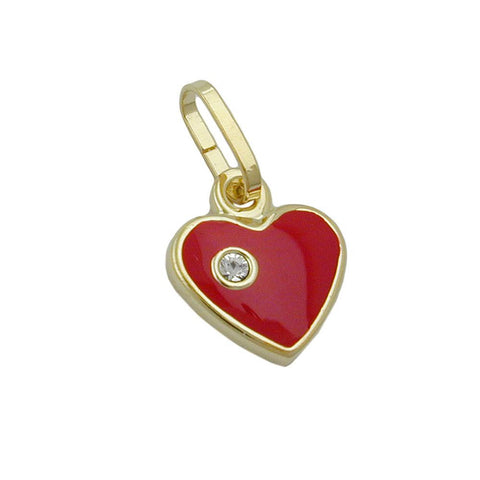 Pendant Heart Red Lacquered 9k Gold