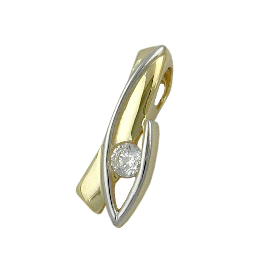 Pendant With Zirconia Bi-coloured 9k Gold