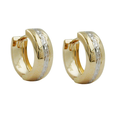 Hoop Earrings Two Tone 9k Gold