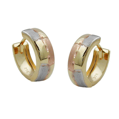 Hoop Earrings Diamond Cut Tri-colour 9k Gold