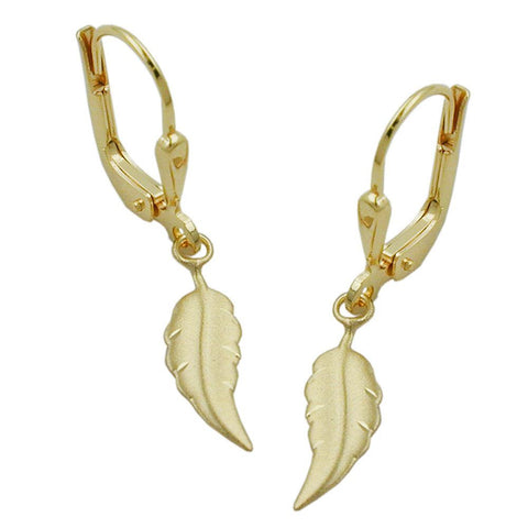 Leverback Earrings Leaf Matte Finished 8k Gold