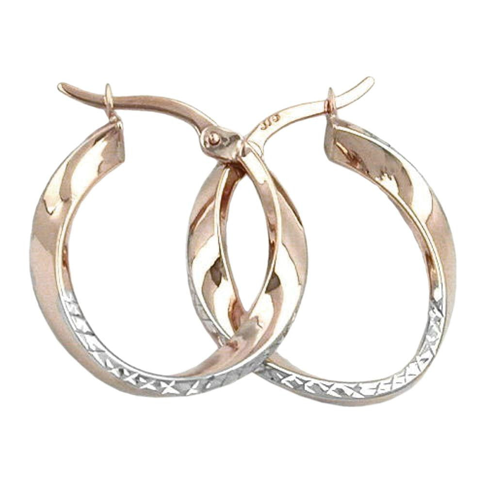 Hoop Earrings Diamond Cut 9k Gold