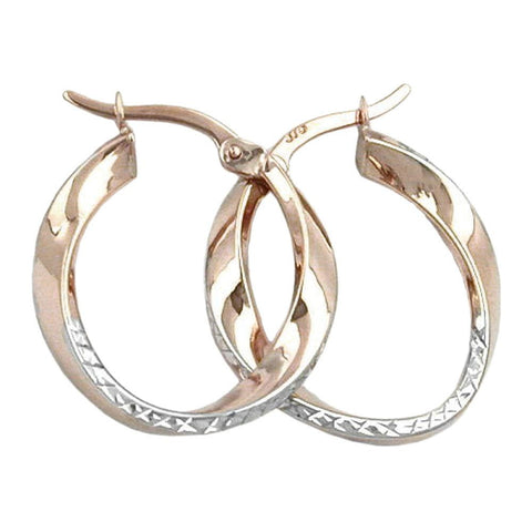 Hoop Earrings Diamond Cut 9k Gold