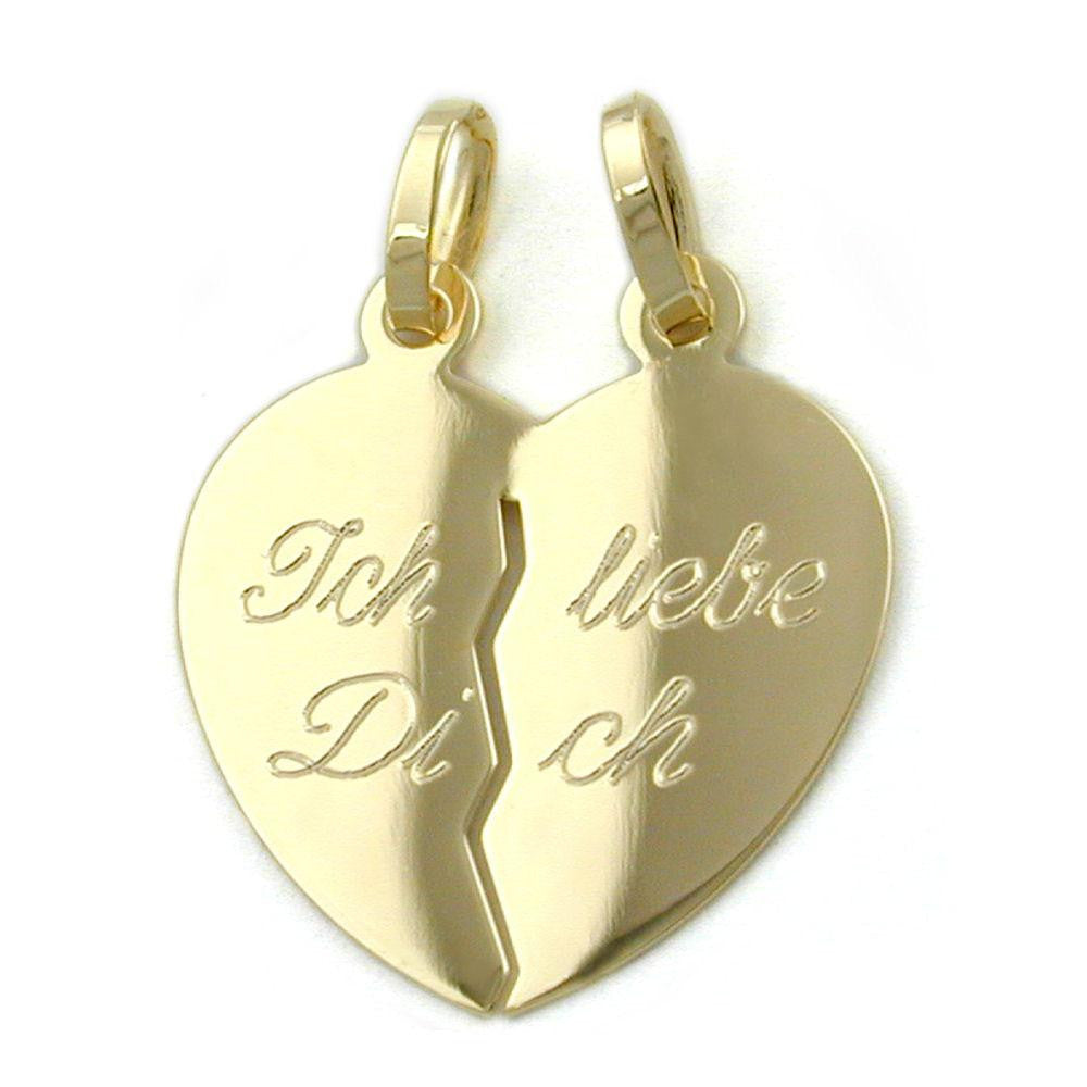 Friendship Pendant Heart 'ich Liebe Dich' 9k Gold