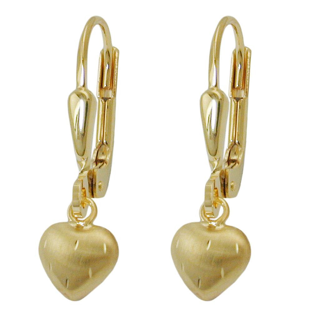 Leverback Earrings Little Heart 8k Gold