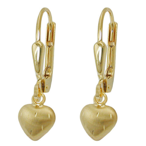 Leverback Earrings Little Heart 8k Gold