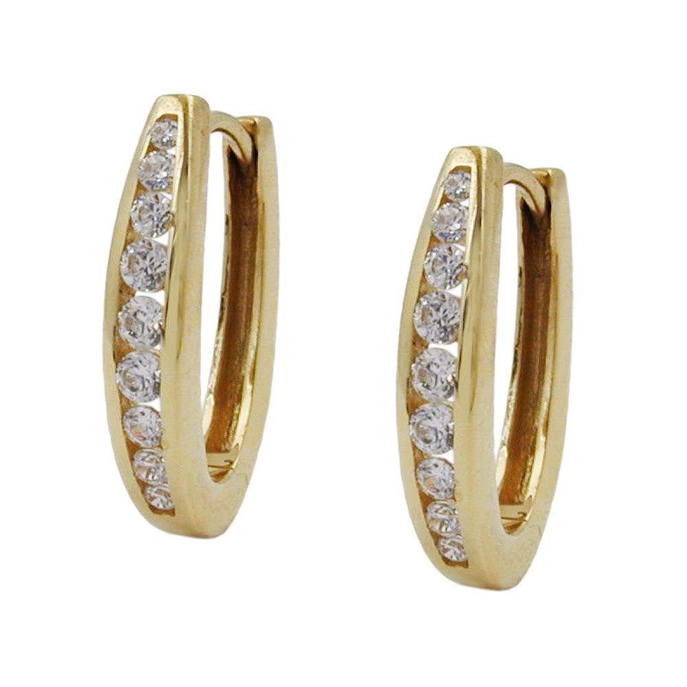 Hoop Earrings Zirconia 9k Gold