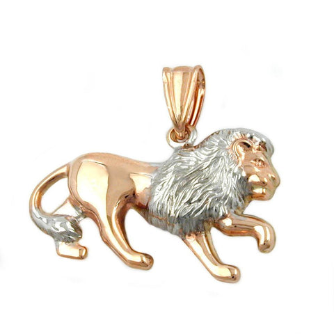 Pendant Lion Bi-coloured 9k Red Gold