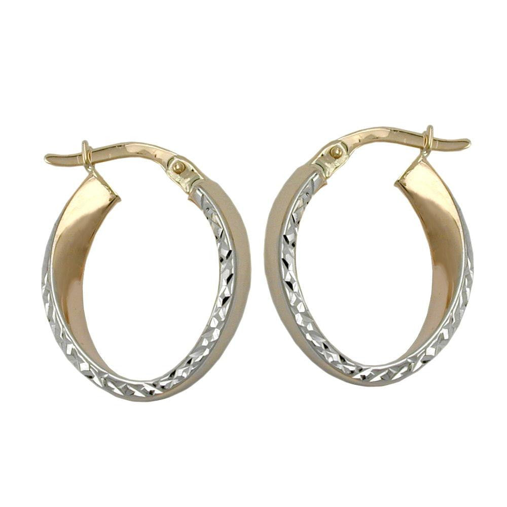 Hoop Earrings Diamond Cut 9k Gold