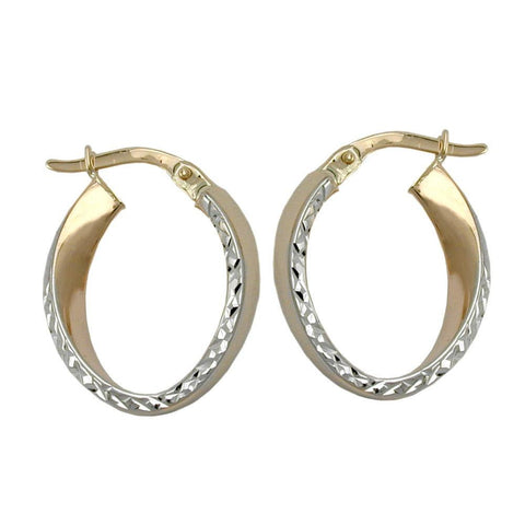 Hoop Earrings Diamond Cut 9k Gold