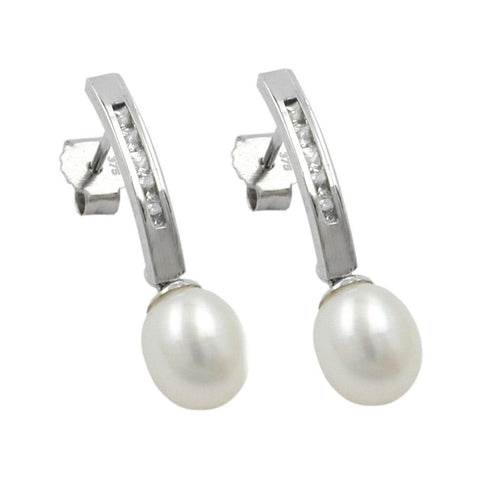 Earrings Studs Pearl 9k White Gold