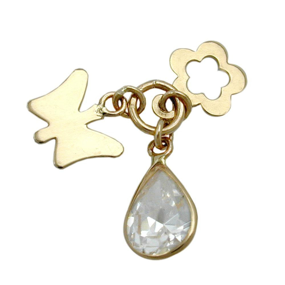 Pendant Butterfly Zirconia 9k Gold