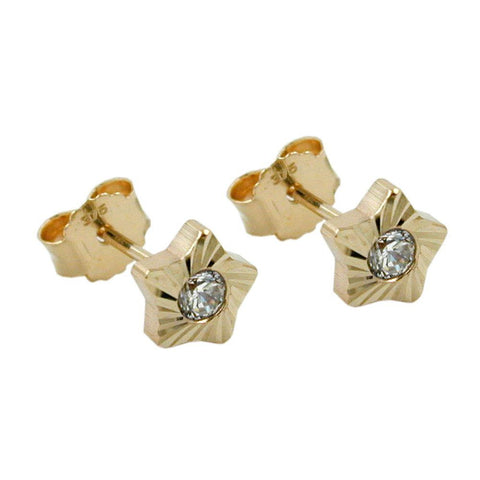 Earrings Studs Star Zirconia 9k Gold