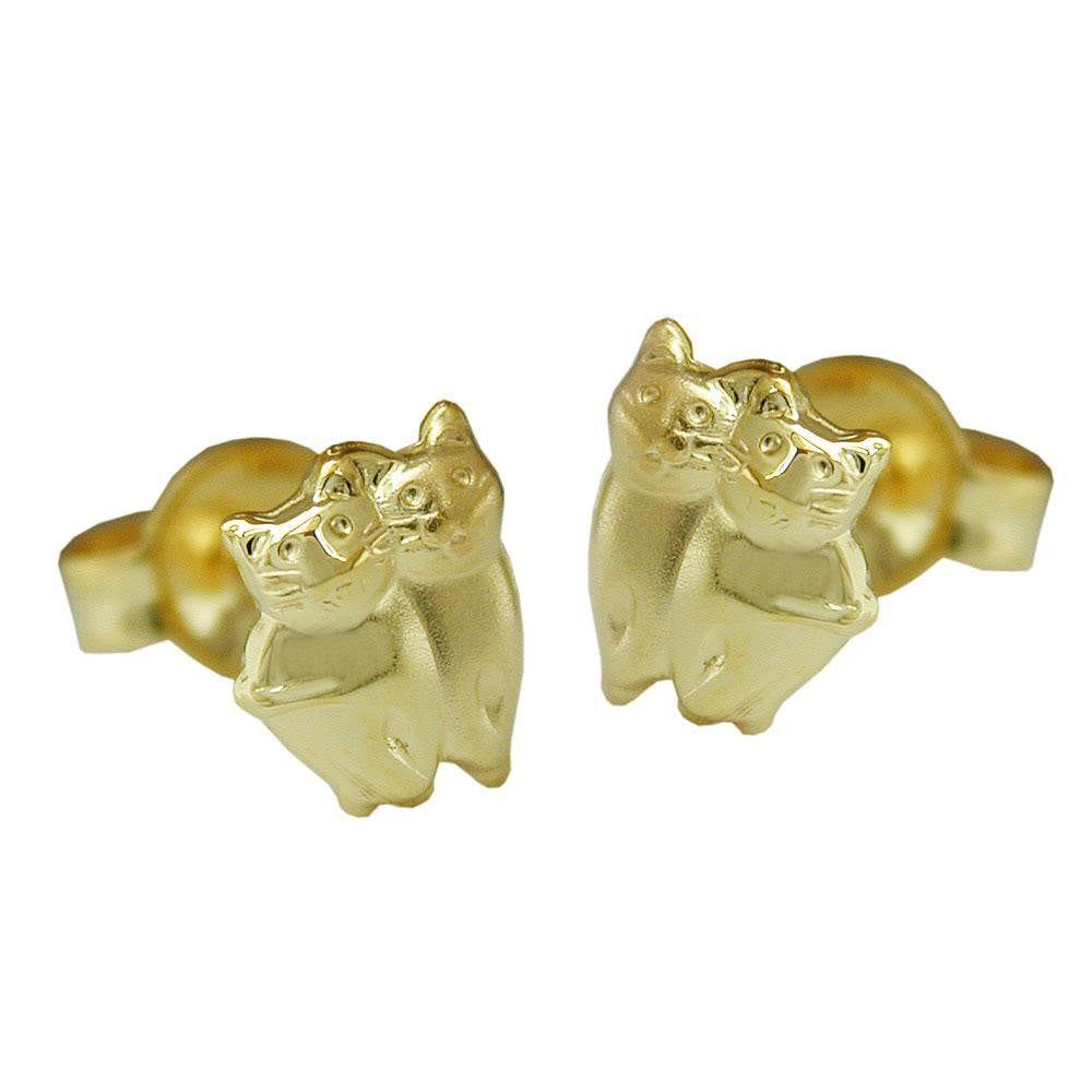 Earring Studs Cats 9k Gold