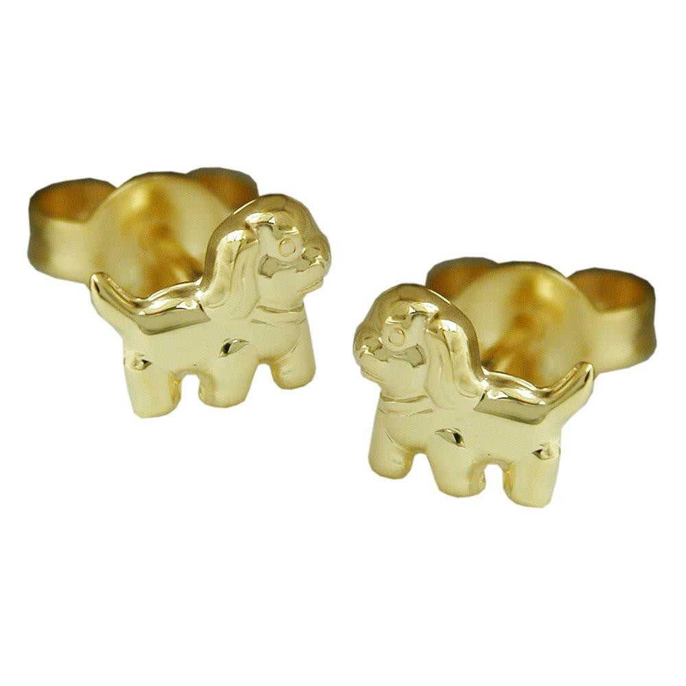 Earring Studs Dog 9k Gold