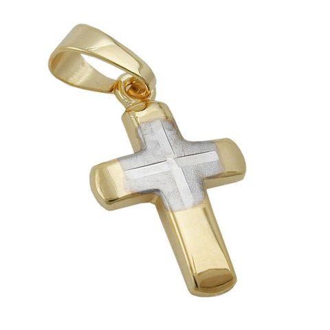 Pendant Cross Bicoloured 9k Gold